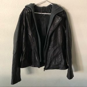 A.N.A Faux Leather Jacket w/ attachable Hood